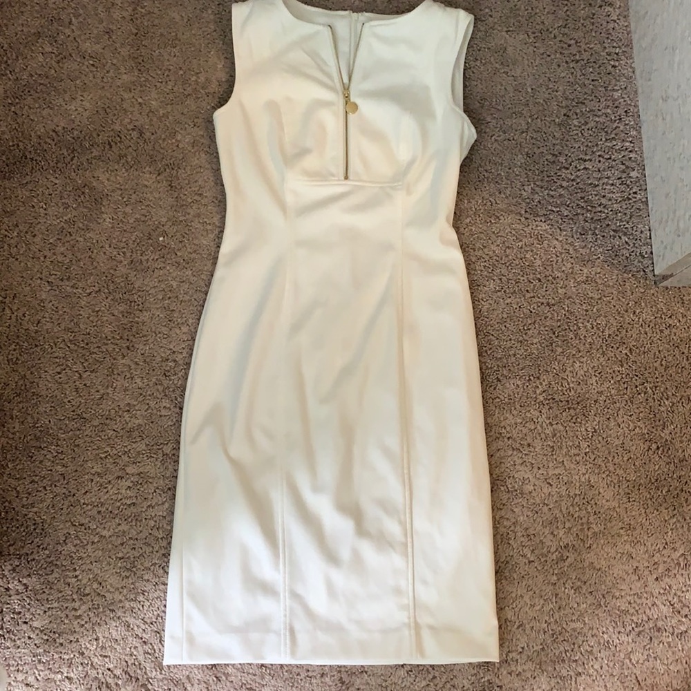 White Calvin Klein stealth dress